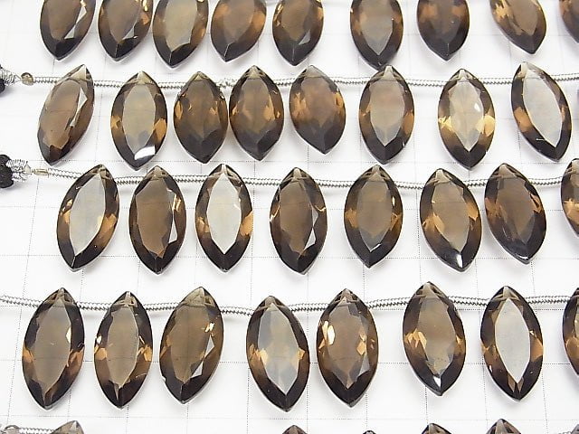 [Video] High Quality Smoky Quartz AAA Marquise Faceted 20x10x5mm half or 1strand (8pcs )