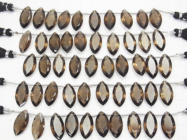 [Video] High Quality Smoky Quartz AAA Marquise Faceted 20x10x5mm half or 1strand (8pcs )