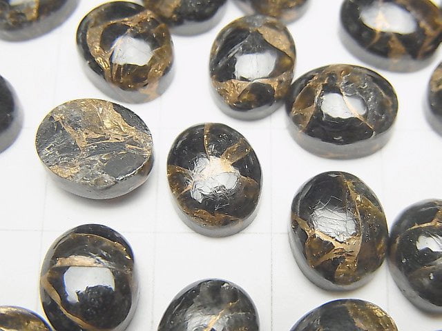 [Video] Copper Obsidian AAA Oval Cabochon 10x8mm 5pcs