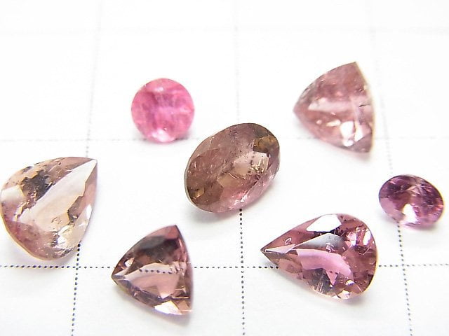 [Video] [One of a kind] High Quality Pink Tourmaline AAA Undrilled Faceted 7pcs Set NO.59