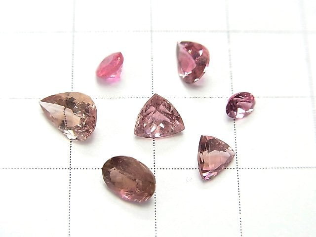 [Video] [One of a kind] High Quality Pink Tourmaline AAA Undrilled Faceted 7pcs Set NO.59