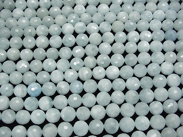 [Video]High Quality! Africa Aquamarine AA + 128Faceted Round 10mm half or 1strand beads (aprx.15inch / 37cm)