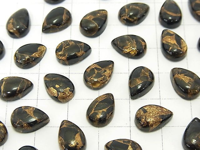 Copper Obsidian AAA Pear shape  Cabochon 12x8mm 4pcs $7.79!