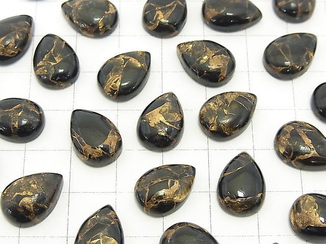 Copper Obsidian AAA Pear shape  Cabochon 14x10mm 3pcs $9.79!