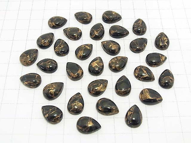 Copper Obsidian AAA Pear shape  Cabochon 14x10mm 3pcs $9.79!