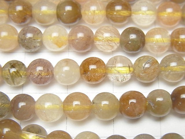 [Video] Multicolor Rutilated Quartz AA+ Round 6mm 1strand beads (aprx.15inch / 38cm)