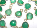 [Video]High Quality Green Onyx AAA Bezel Setting Chestnut Shape 8x8mm 18KGP 3pcs