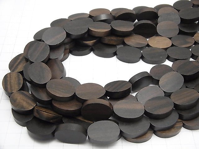 1strand $7.79! Ebony Wood  Oval 20x15x5mm 1strand beads (aprx.15inch/36cm)