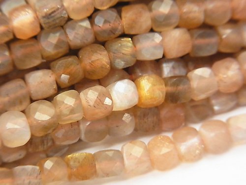 Cube, Moonstone Gemstone Beads