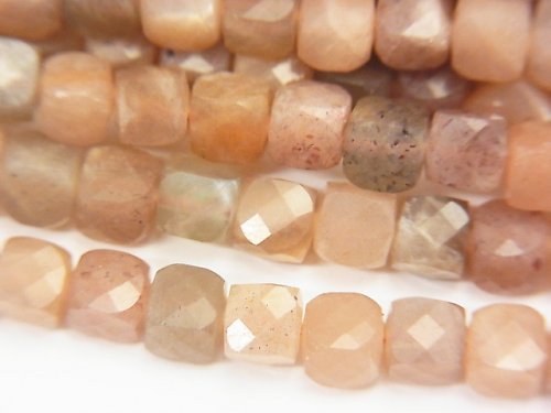 Cube, Moonstone Gemstone Beads