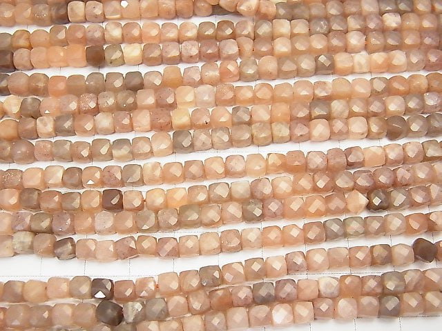 High Quality! 1strand $15.99! Multicolor Moonstone AA + Cube Shape 4x4x4mm 1strand beads (aprx.15inch / 37cm)