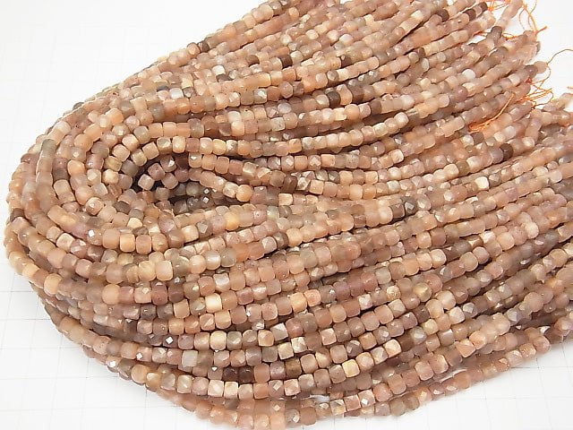 High Quality! 1strand $15.99! Multicolor Moonstone AA + Cube Shape 4x4x4mm 1strand beads (aprx.15inch / 37cm)