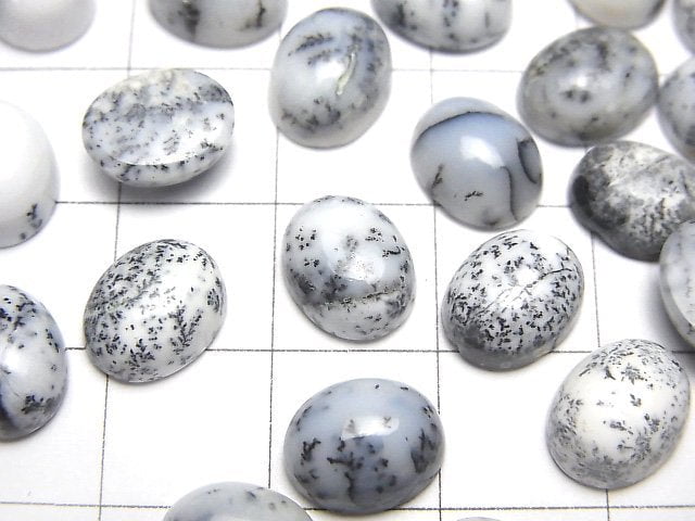 [Video]Dendrite Opal Oval Cabochon 10x8mm 5pcs