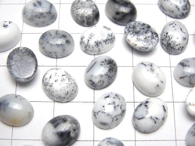 [Video]Dendrite Opal Oval Cabochon 10x8mm 5pcs