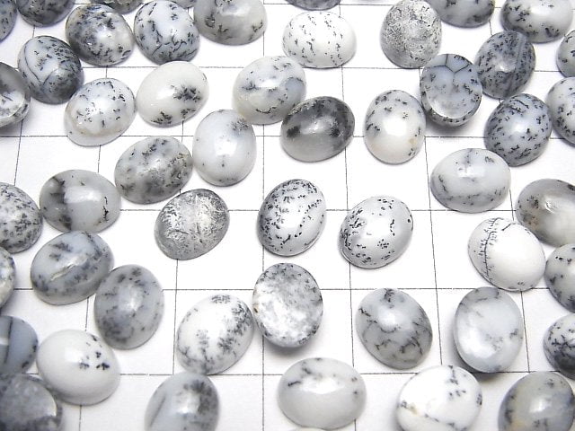 [Video]Dendrite Opal Oval Cabochon 10x8mm 5pcs