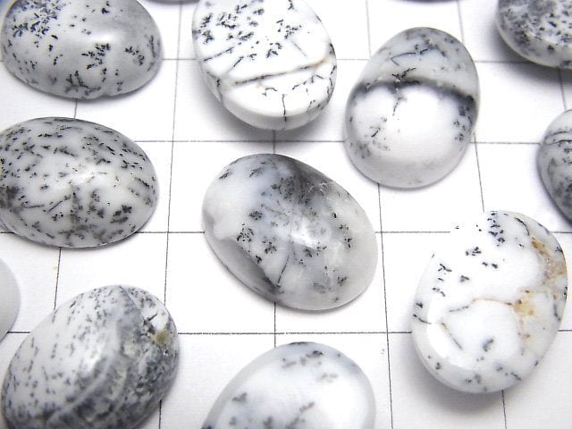 [Video]Dendrite Opal Oval Cabochon 18x13mm 2pcs