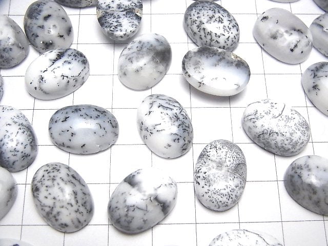 [Video]Dendrite Opal Oval Cabochon 18x13mm 2pcs