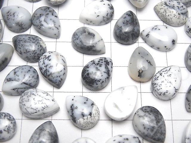 [Video]Dendrite Opal Pear shape Cabochon 14x10mm 2pcs