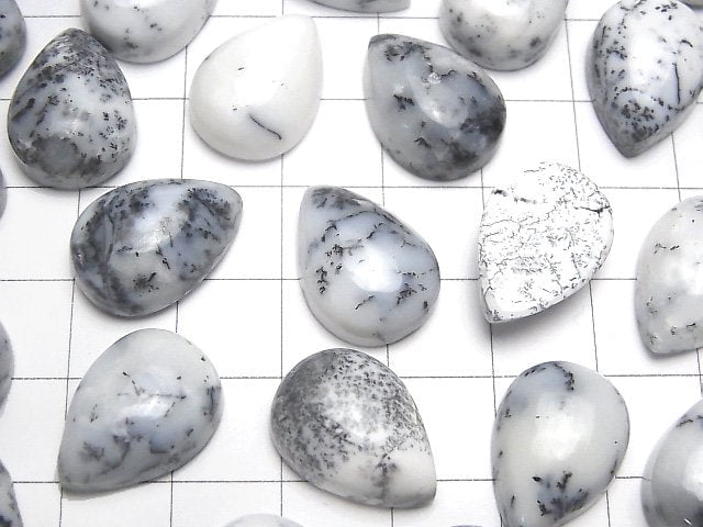 [Video]Dendrite Opal Pear shape Cabochon 18x13mm 2pcs