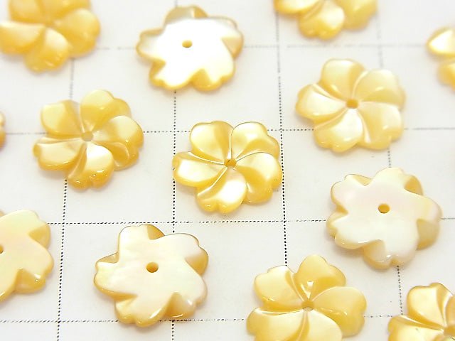 [Video] High Quality Yellow Shell AAA Flower 8mm Center Hole 4pcs