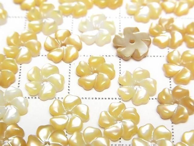 高品質黃色貝殼AAA花朵8毫米中心孔4個