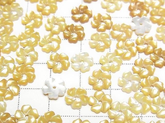 高品質黃色貝殼AAA花朵8毫米中心孔4個