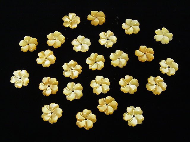 [Video] High Quality Yellow Shell AAA Flower 8mm Center Hole 4pcs