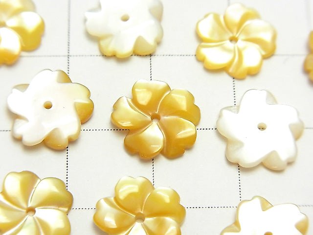 [Video] High Quality Yellow Shell AAA Flower 10mm Central Hole 4pcs $3.79!