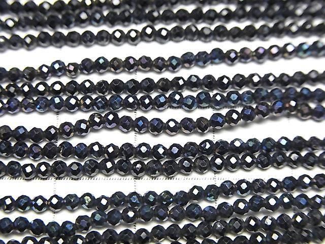 [Video]High Quality! Black Spinel AAA Faceted Round 2mm AB Coating 1strand beads (aprx.15inch/36cm)
