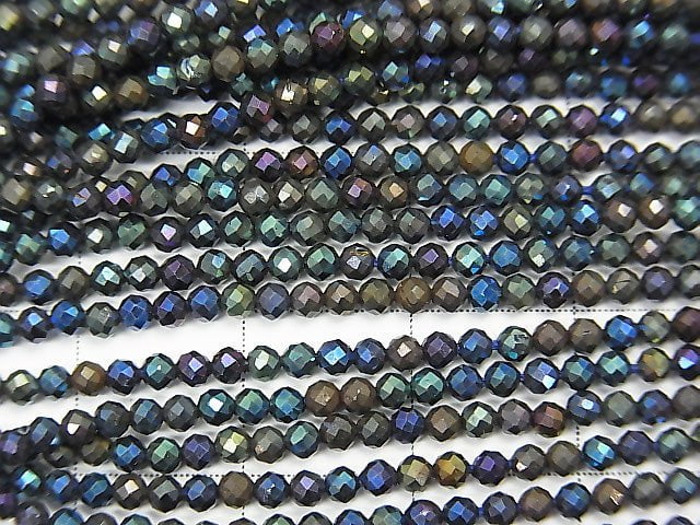 High Quality! Black Spinel AAA Faceted Round 2mm AB Coating 1strand beads (aprx.15inch/36cm)