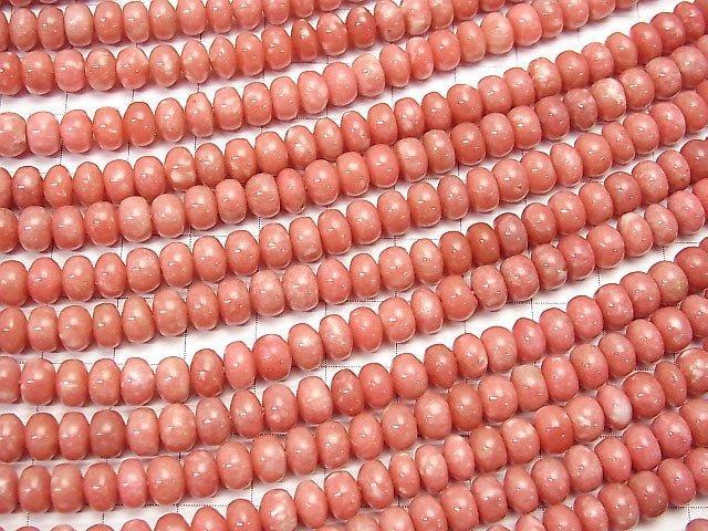 [Video]Norway Thulite Roundel 6x6x4mm half or 1strand beads (aprx.15inch / 38cm)