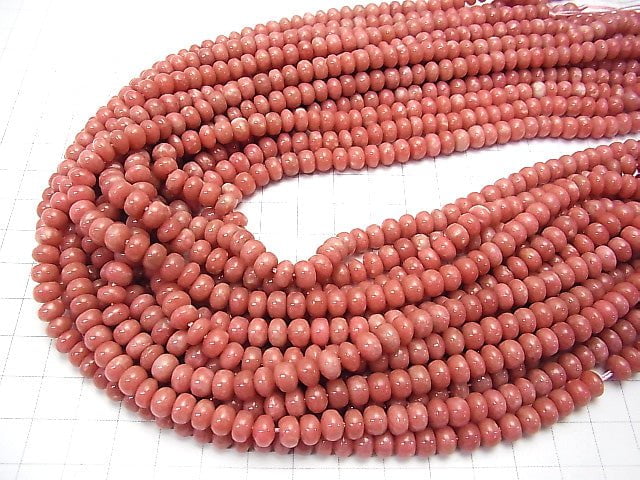 [Video]Norway Thulite Roundel 6x6x4mm half or 1strand beads (aprx.15inch / 38cm)