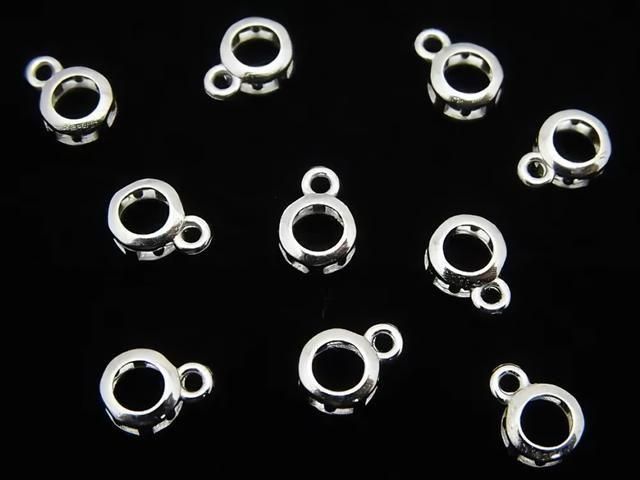 [Video] Silver925 Charm, Pendant Frame (Bezel) for Round Faceted 4mm, Rhodium Plated, 1pc