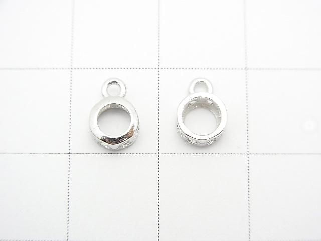 [Video] Silver925 Charm, Pendant Frame (Bezel) for Round Faceted 4mm, Rhodium Plated, 1pc