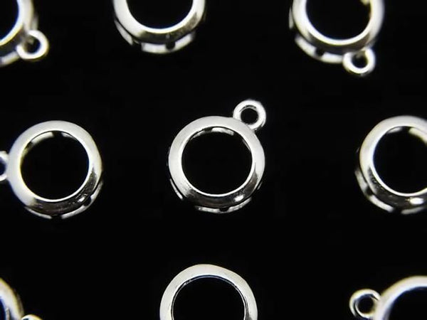 [Video] Silver925 Charm, Pendant Frame (Bezel) Round Faceted 6mm Rhodium Plated 1pc