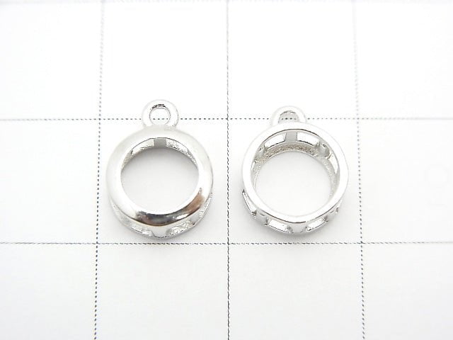 [Video] Silver925 Charm, Pendant Frame (Bezel) for Round Faceted 6mm Rhodium Plated 1pc $3.19!