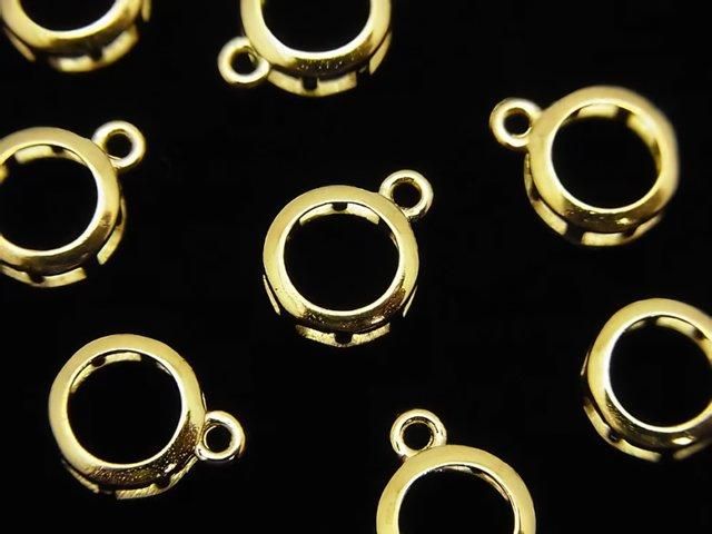 [Video] Silver 925 Charm, Pendant Frame (Bezel) Round Faceted for 6mm 18KGP 1pc