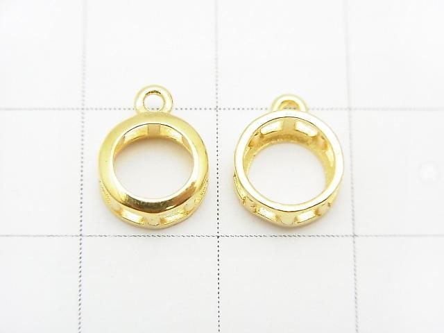 [Video] Silver925 Charm, Pendant Frame (Bezel) for Round Faceted 6mm, 18KGP 1pc