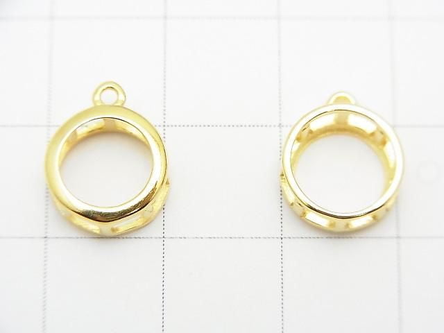 [Video] Silver925 Charm, Pendant Frame (Bezel) for Round Faceted 8mm, 18KGP 1pc