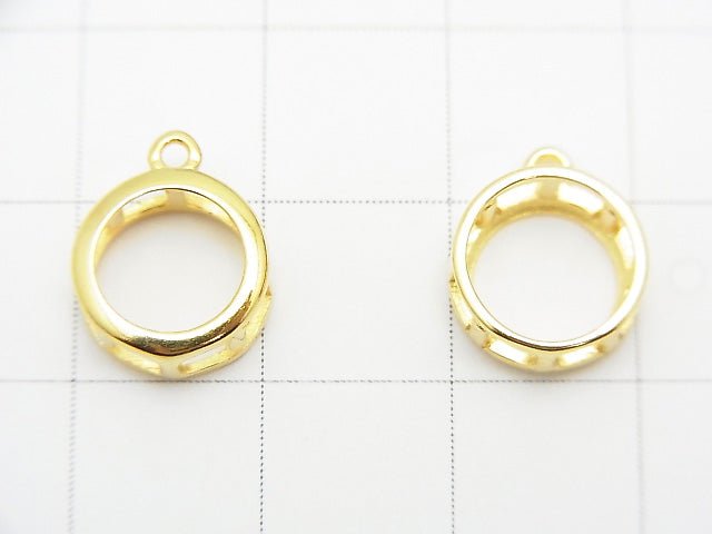 [Video] Silver925 Charm, Pendant Frame (Bezel) for Round Faceted 8mm 18KGP 1pc $3.59!