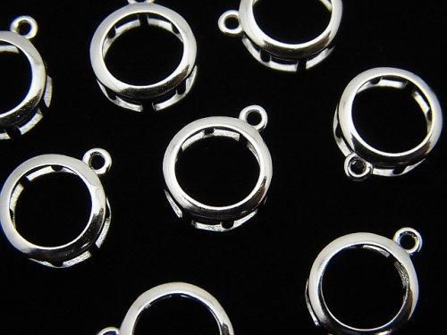 [Video] Silver925 Charm, Pendant Frame (Bezel) for Round Faceted 8mm, Rhodium Plated, 1pc