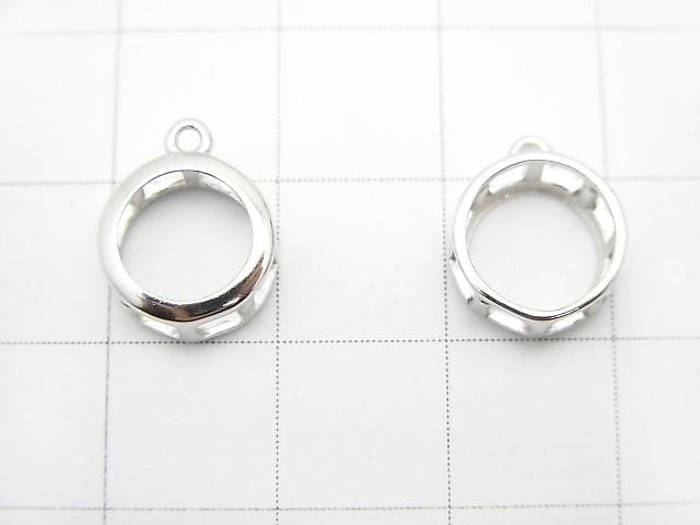[Video] Silver925 Charm, Pendant Frame (Bezel) for Round Faceted 8mm, Rhodium Plated, 1pc