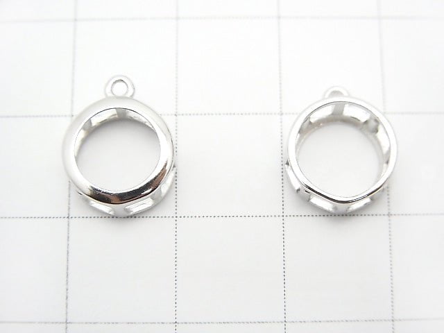 [Video] Silver925 Charm, Pendant Frame (Bezel) Rhodium Plated 1pc for Round Faceted 8mm $3.59!