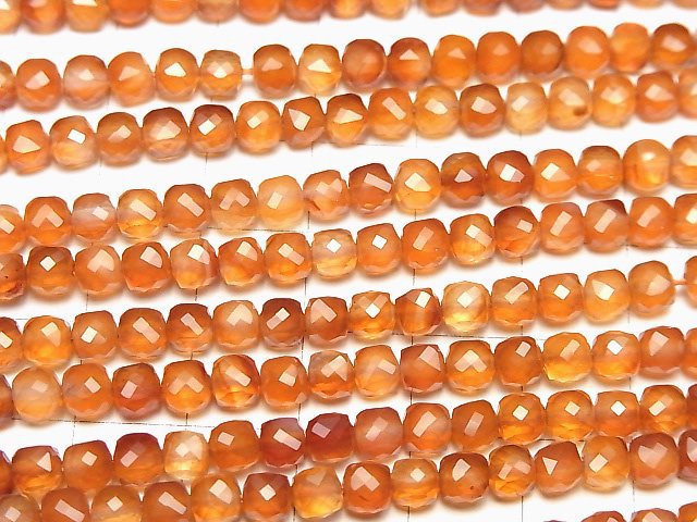 [Video]High Quality! Carnelian AAA Cube Shape 4x4x4mm 1strand beads (aprx.15inch/36cm)