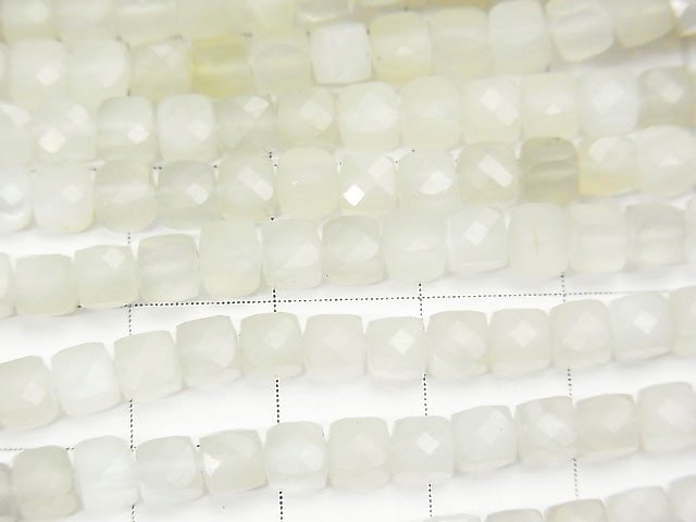 High Quality! 1strand $14.99! White Moonstone AA + Cube Shape 4x4x4mm 1strand beads (aprx.15inch / 36cm)