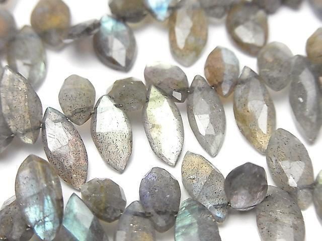 [Video]Labradorite AA++ Marquise Faceted Briolette half or 1strand beads (aprx.7inch/18cm)