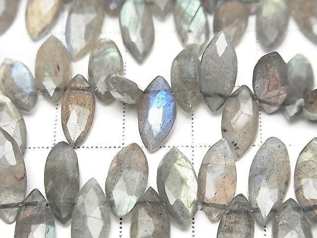 [Video]Labradorite AA++ Marquise Faceted Briolette half or 1strand beads (aprx.7inch/18cm)