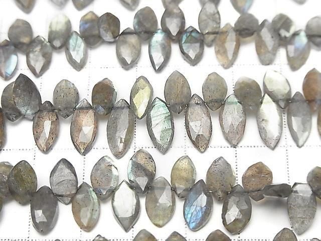 [Video]Labradorite AA++ Marquise Faceted Briolette half or 1strand beads (aprx.7inch/18cm)