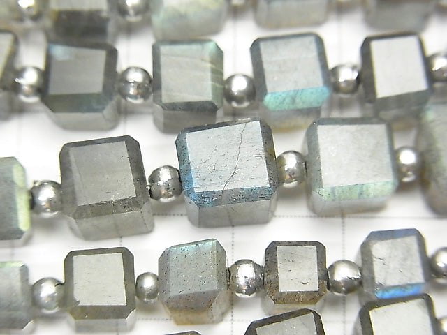 [Video] High Quality Labradorite AA++ Cube Shape  1strand beads (aprx.7inch/18cm)