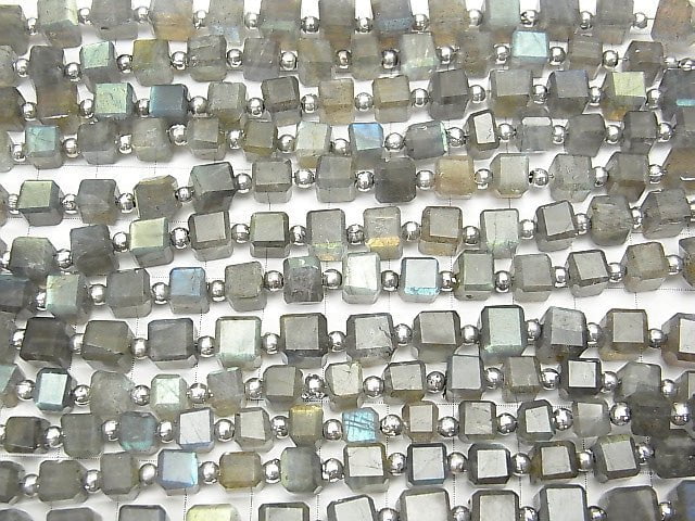 [Video] High Quality Labradorite AA++ Cube Shape  1strand beads (aprx.7inch/18cm)